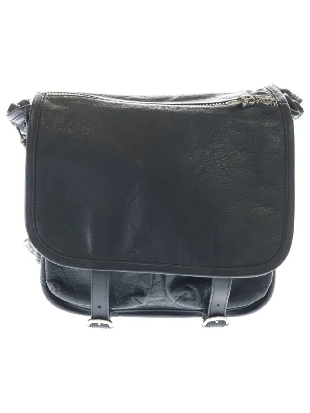 Chrome Hearts Shoulder Bag Tiny Gunslinger Strap Leather Black